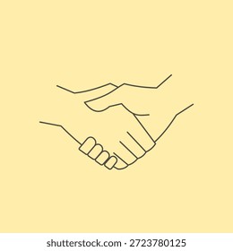 Ilustración de un apretón de manos. Ilustración de contorno. Ilustración vectorial.