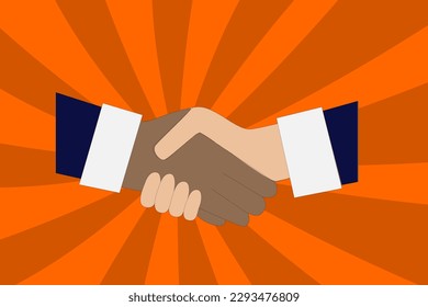 Illustration of handshakes, greetings and making business deals