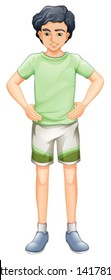 Illustration of a handsome man standing on a white background