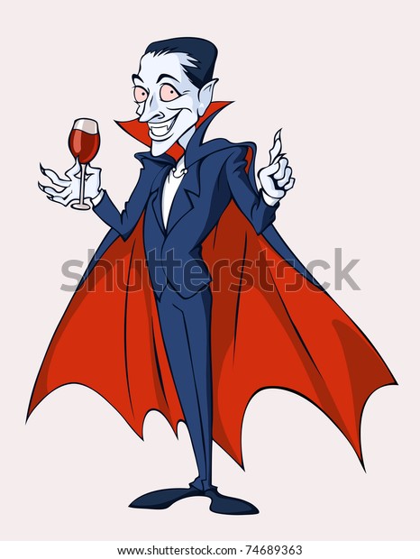 ワインを手にしたハンサムな吸血鬼のイラスト のベクター画像素材 ロイヤリティフリー