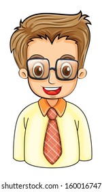 Illustration of a handsome young man with an eyeglass on a white background