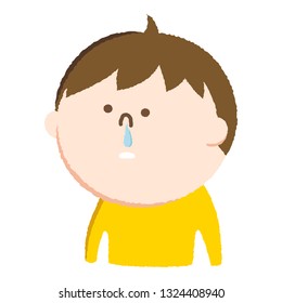 Illustration of handwriting style.A boy who runs a runny nose.