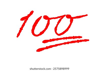 Illustration of handwritten 100-point signature in ink pen, schoolteacher style, red letters