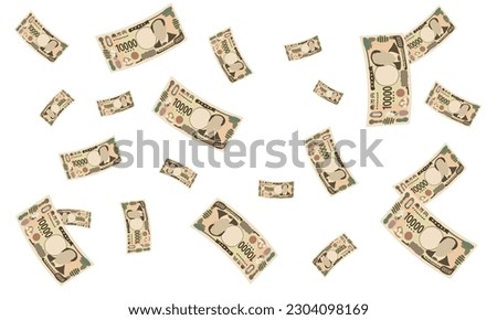 Illustration of handwritten banknotes _ Dance scattered 10,000 yen.