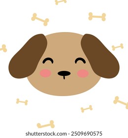 Illustration with handwritten cute brown dog. cute animal wallpapers, backgrounds and cards