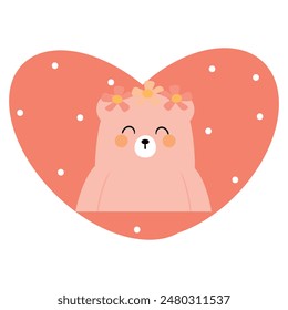 Illustration with handwritten cute love bear. cute animal wallpapers, backgrounds and cards