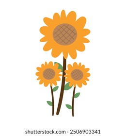 Illustration with handwritten cute sunflowers. cute flower wallpapers, backgrounds and cards