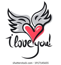illustration of the handwritten lettering of love declaration