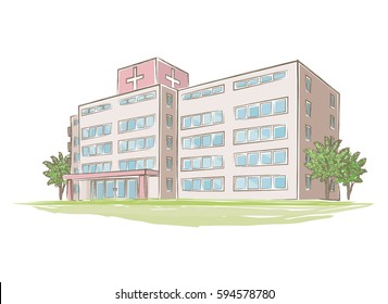 Illustration of handwritten style hospital