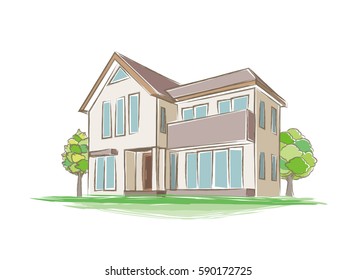 Illustration of handwritten style house