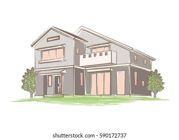 Illustration of handwritten style house