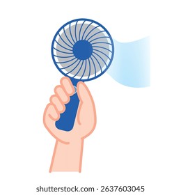 Illustration of a handy fan in use