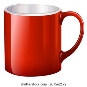 Illustration of a handy red mug on a white background