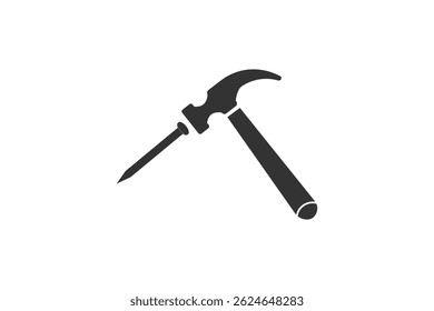 Illustration of Handyman's Tools: Minimalist Hammer and Nails.