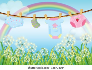 Illustration of the hanging clothes for toddlers