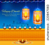 illustration of hanging kandil in Diwali night