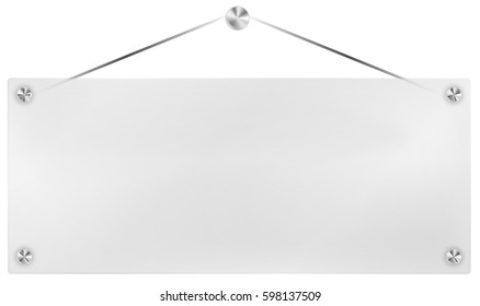 Illustration of Hanging Transparent Plexi Signboard on Black Background