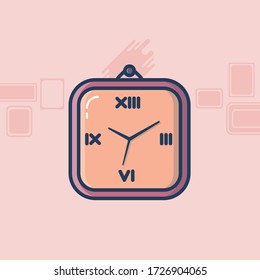 Illustration der hängenden Wanduhr, gefüllt mit Pastellfarbe.