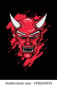 illustration of Hannya.demon mask. Premium Vector