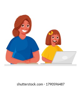 Illustration Happiness Girl Using Laptop Young Stock Vector (Royalty ...