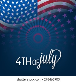 Illustration happy 4th of July card with place for text - vector