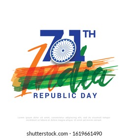 Illustration Of Happy 71th Indian Republic Day Background.