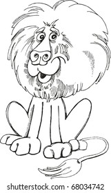 Illustration of happy african lion for coloring book
