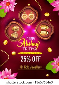 Illustration Of Happy Akshay Tritiya With Gold Jewellery, Religious Festival Of India Celebration