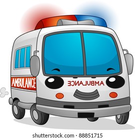 Illustration of a Happy Ambulance with its Siren Blaring