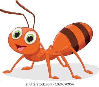 illustration of happy ant cartoon