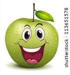 illustration of a happy apple smiley on a white