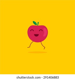 Illustration of a happy apple walking