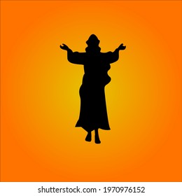 illustration of Happy Ascension Day of Jesus Christ, with the cross and Jesus Christ who is ascending to heaven. Flat vector design style.