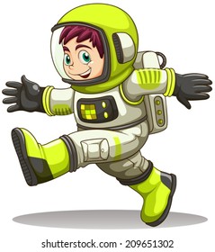 Illustration of a happy astronaut on a white background