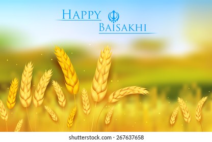 illustration of Happy Baisakhi background with paddy field