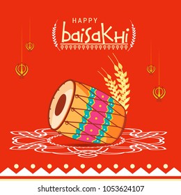 Illustration Of Happy Baisakhi Celebration Background.