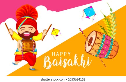 Illustration Of Happy Baisakhi Celebration Background.