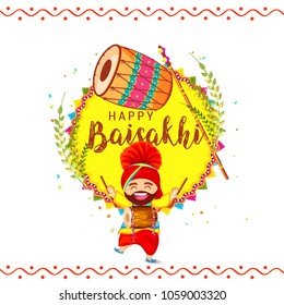 Illustration Of Happy Baisakhi Celebration Background.
