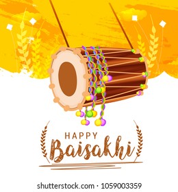 Illustration Of Happy Baisakhi Celebration Background.