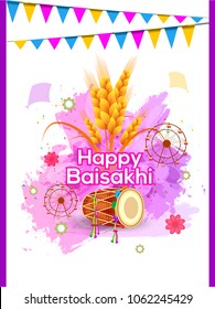 Illustration Of Happy Baisakhi Celebration Background.