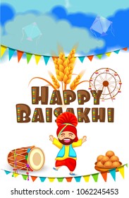 Illustration Of Happy Baisakhi Celebration Background.