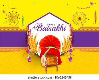 Illustration Of Happy Baisakhi Celebration Background.