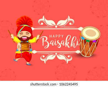Illustration Of Happy Baisakhi Celebration Background.