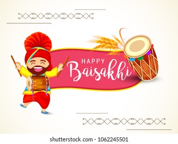 Illustration Of Happy Baisakhi Celebration Background.