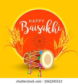 Illustration Happy Baisakhi Celebration Background Stock Vector ...