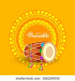 Illustration Of Happy Baisakhi Celebration Background.