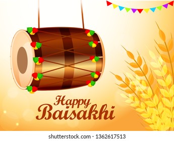 Illustration Of Happy Baisakhi Celebration Background.