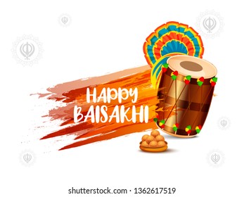Illustration Of Happy Baisakhi Celebration Background.