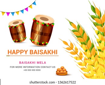 Illustration Of Happy Baisakhi Celebration Background.