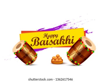 Illustration Of Happy Baisakhi Celebration Background.